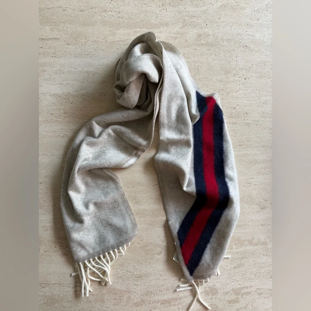 NWT Gucci GG Jacquard  Wool Scarf/Shawl